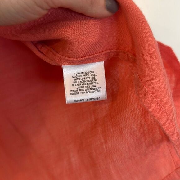 Charter Club 100% linen luxury coral lace trim tunic blouse MP - Picture 4 of 8